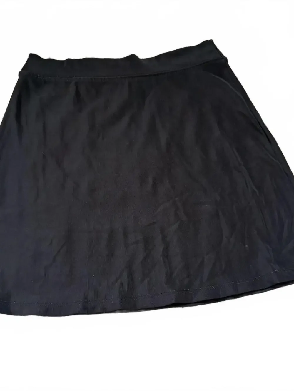 Womens Black A Line Mini Skater Skirt Stretch Pull On Waist Size Medium Approx
